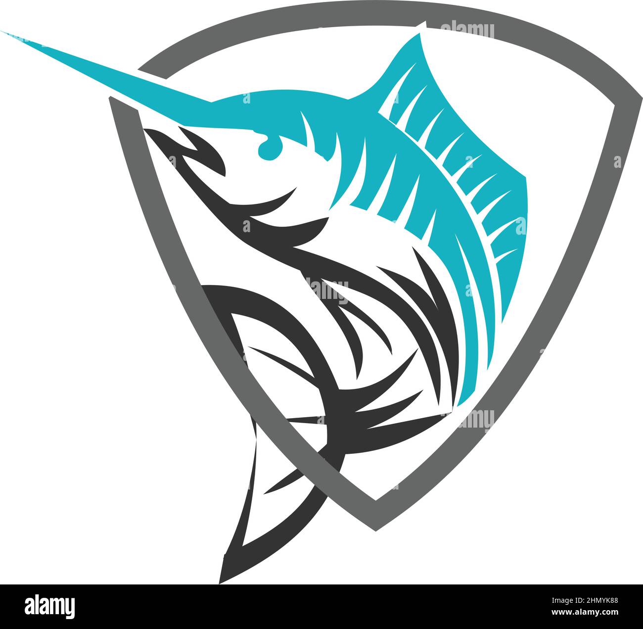 Marlin Fischschild Symbol Illustration Markenidentität Stock Vektor