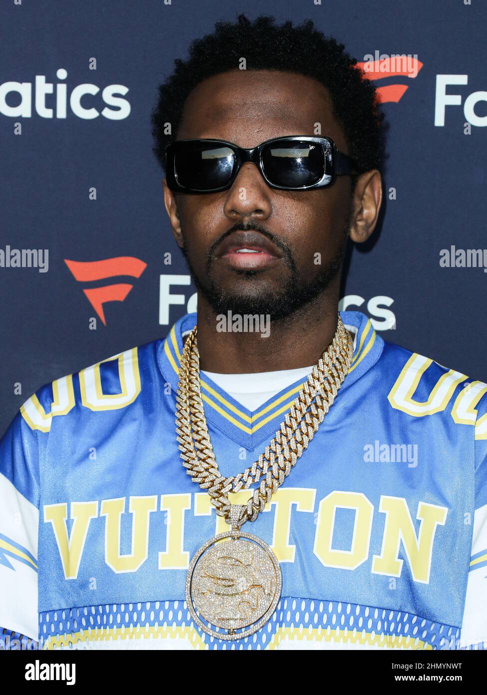 Culver City, Usa. 12th. Februar 2022. Der amerikanische Rapper Fabolous (John David Jackson) trifft auf Michael Rubins Fanatiker Super Bowl Party 2022 ein, die am 12. Februar 2022 um 3Labs Uhr in Culver City, Los Angeles, Kalifornien, USA, stattfand. (Foto von Xavier Collin/Image Press Agency) Quelle: Image Press Agency/Alamy Live News Stockfoto