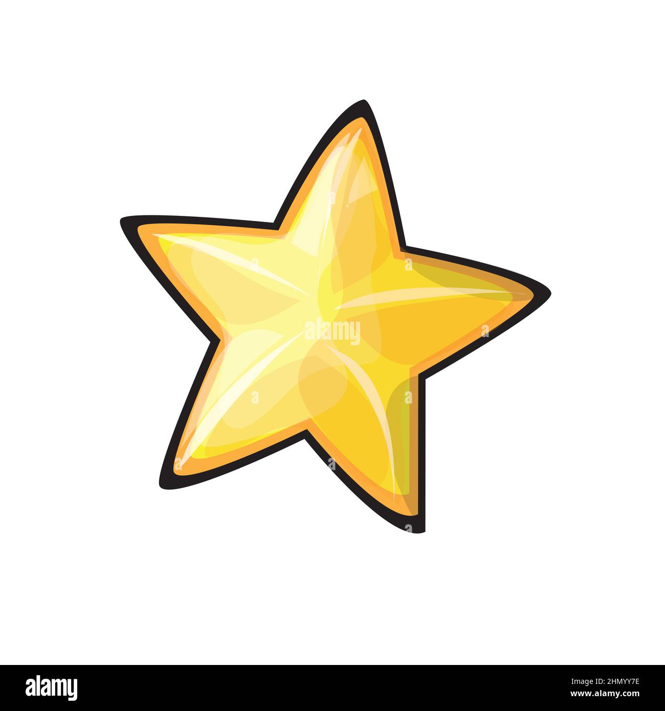 Vektorstersymbol. Level abgeschlossen. Cartoon-Rating-Symbol. UI-Element. Schaltfläche Favoriten. Score-Menü. Ergebniszeichen Stock Vektor