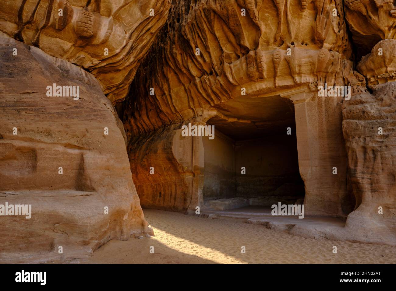 Saudi-Arabien, Region Al Madinah, Alula oder Al Ula, Nabatäisches Grab in der archäologischen Stätte Hegra (Madain Saleh), Jabal Ithlb Stockfoto