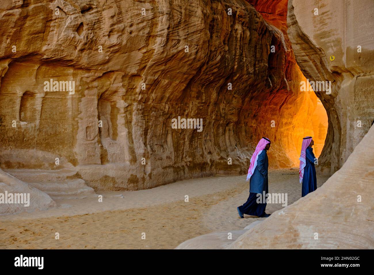 Saudi-Arabien, Region Al Madinah, Alula oder Al Ula, Nabatäisches Grab in der archäologischen Stätte Hegra (Madain Saleh), Jabal Ithlb Stockfoto