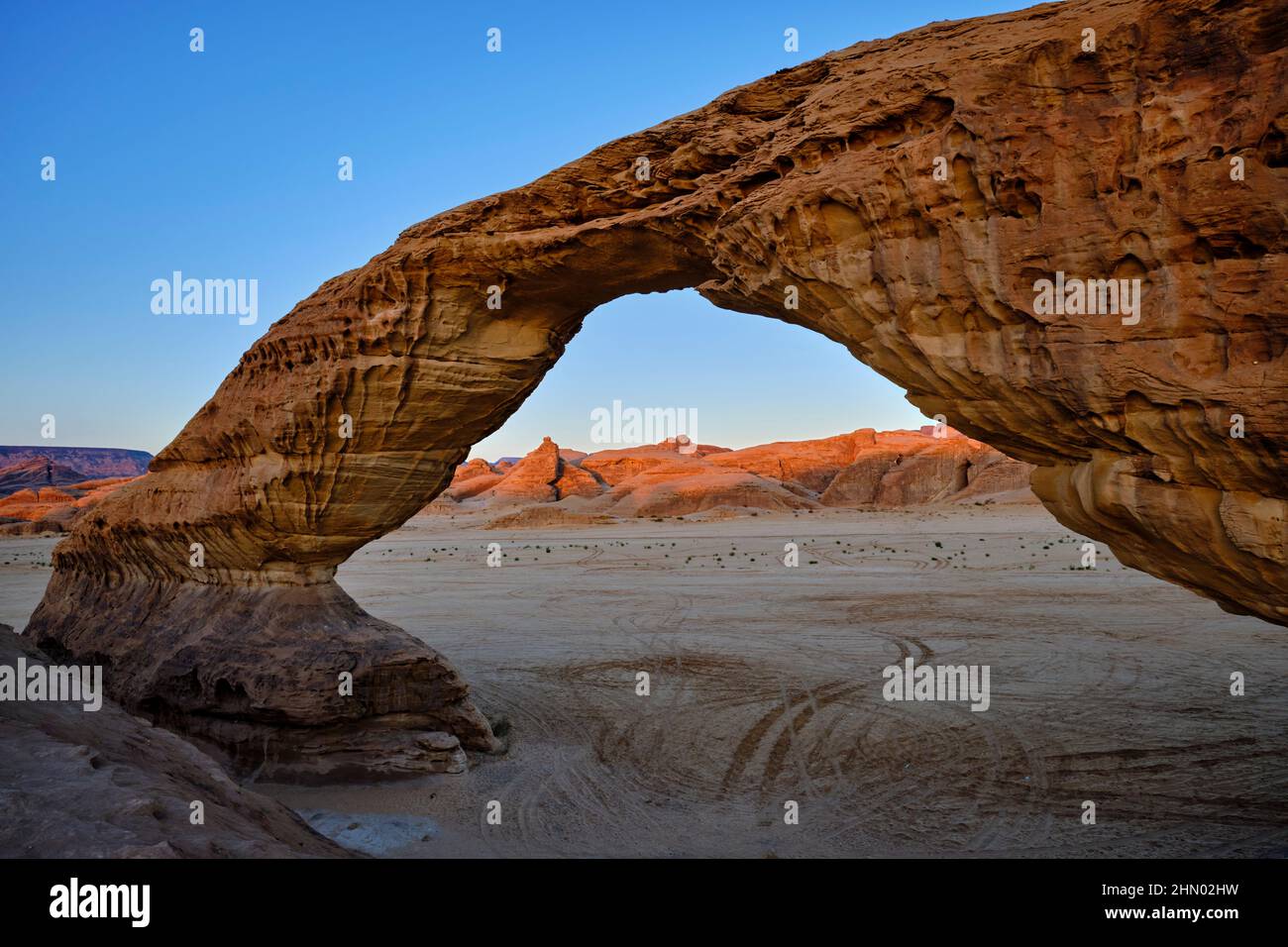 Saudi-Arabien, Region Al Madinah, Alula oder Al Ula, der Arc Mountain, bogenförmiger Fels Stockfoto