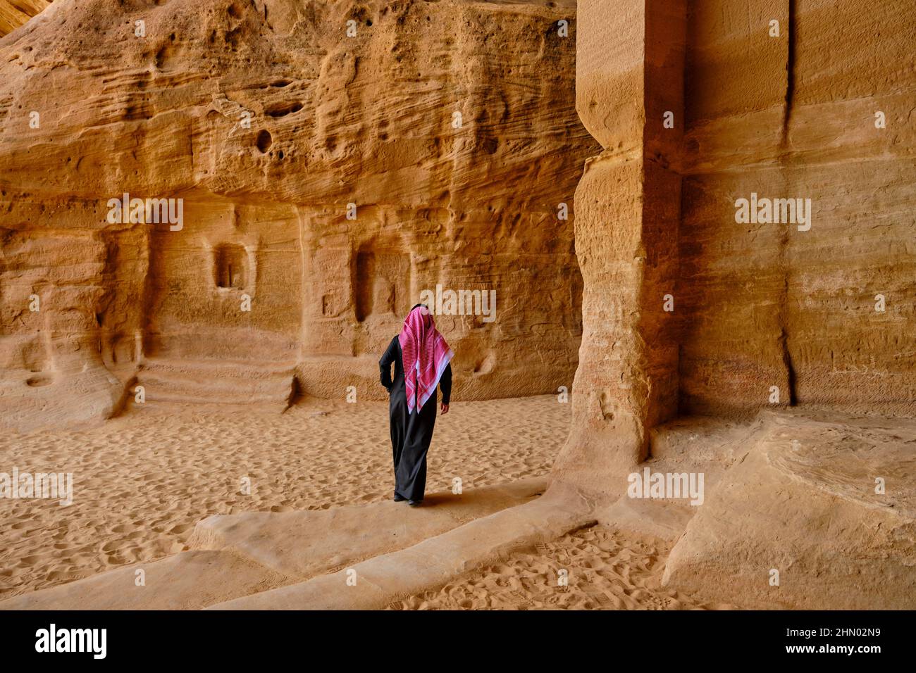 Saudi-Arabien, Region Al Madinah, Alula oder Al Ula, Nabatäisches Grab in der archäologischen Stätte Hegra (Madain Saleh), Jabal Ithlb Stockfoto