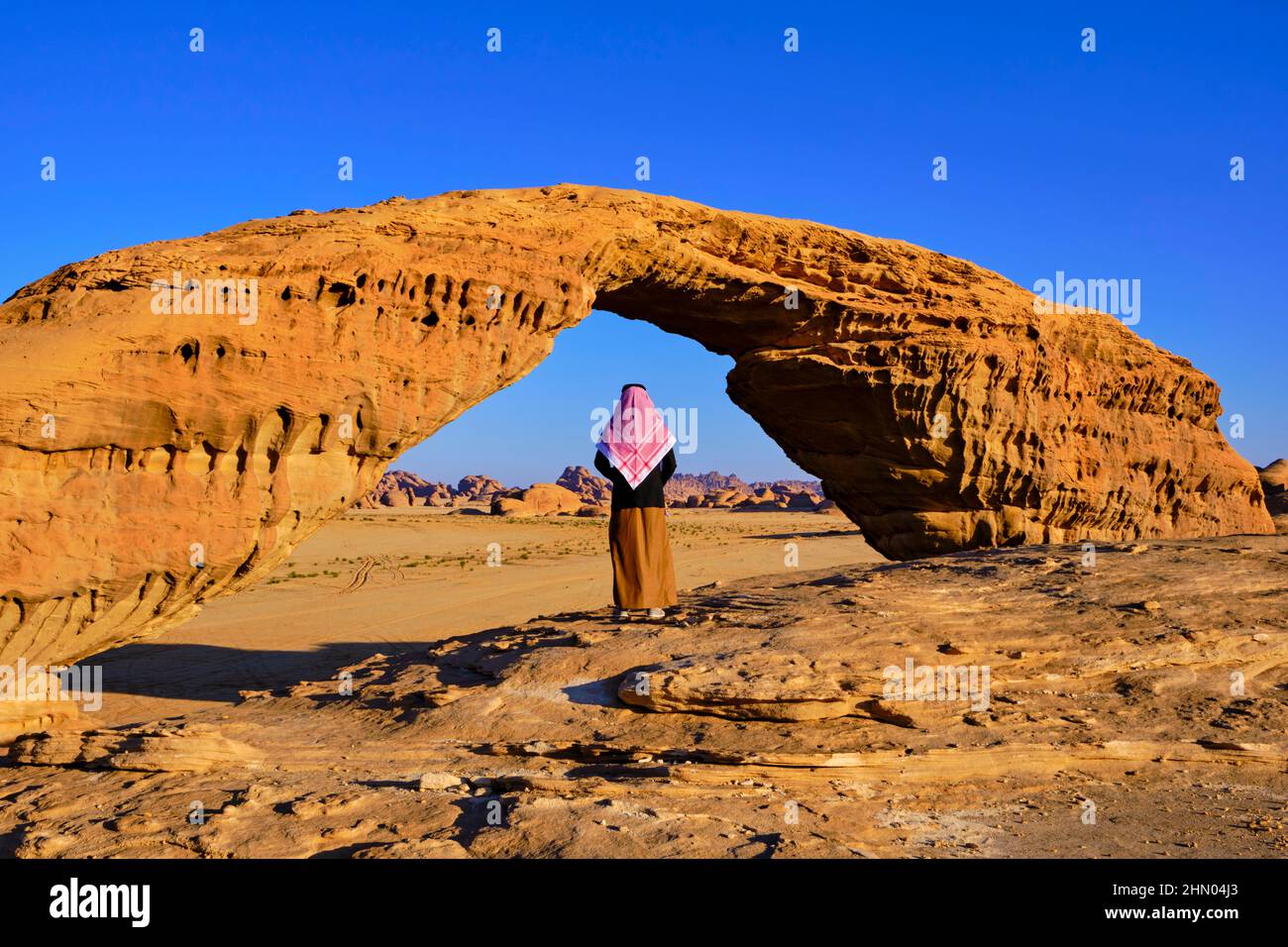 Saudi-Arabien, Region Al Madinah, Alula oder Al Ula, der Arc Mountain, bogenförmiger Fels Stockfoto