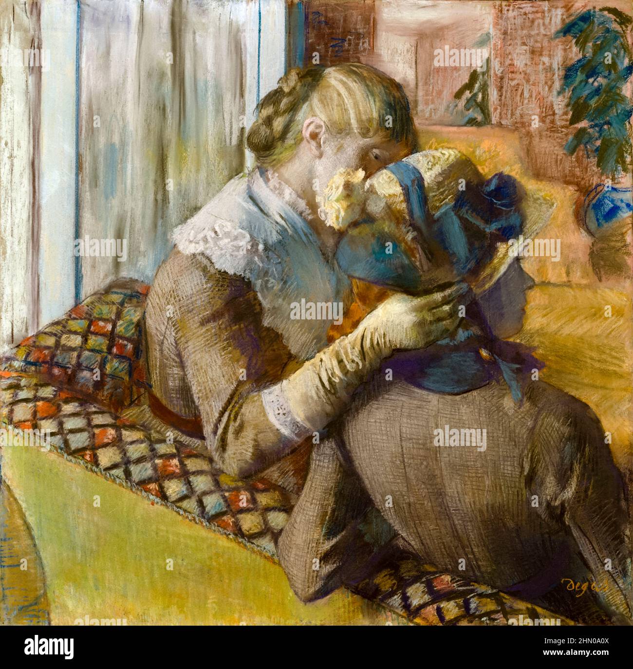 Im Milliner's [Le Modiste] des französischen Künstlers Edgar Degas (1834-1917) wurden 1881 Pastell- und Ölskizzen angefertigt. Stockfoto