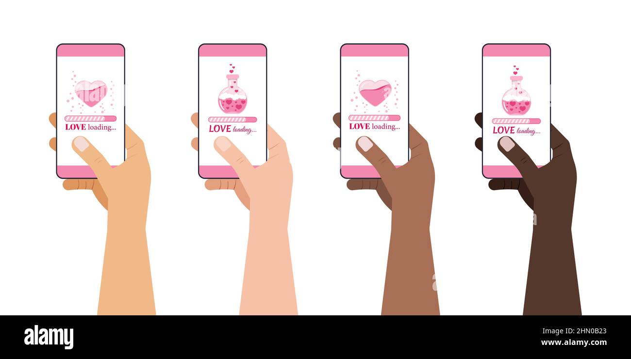 Love Countdown-Leiste auf dem Smartphone-Bildschirm in der Hand eingestellt. Stock Vektor