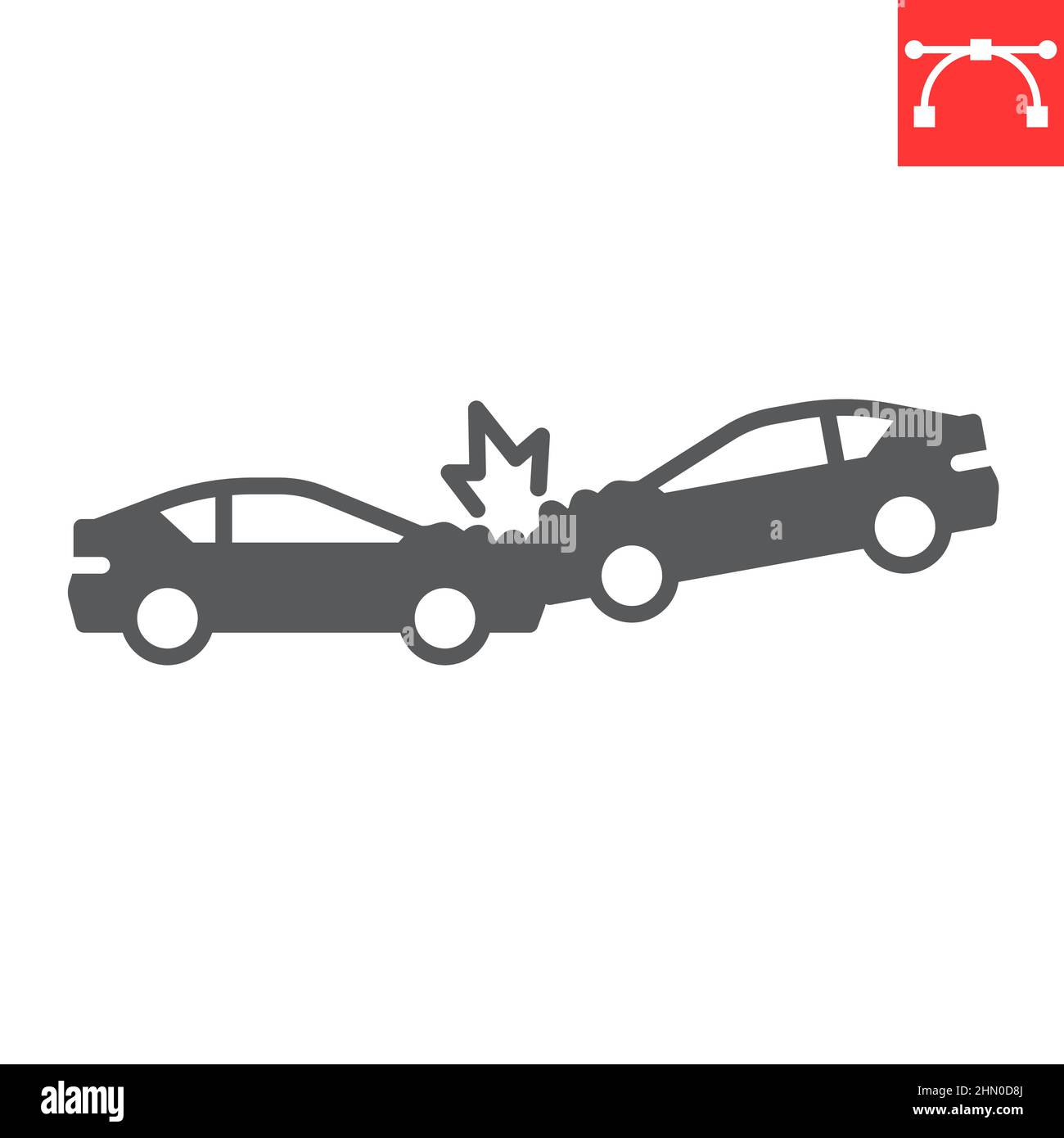 Auto-Crash Glyphe-Symbol, Versicherung und Kollision, zwei Autos Unfall Vektor-Symbol, Vektorgrafiken, editierbare Schlaganfall solide Zeichen, eps 10. Stock Vektor
