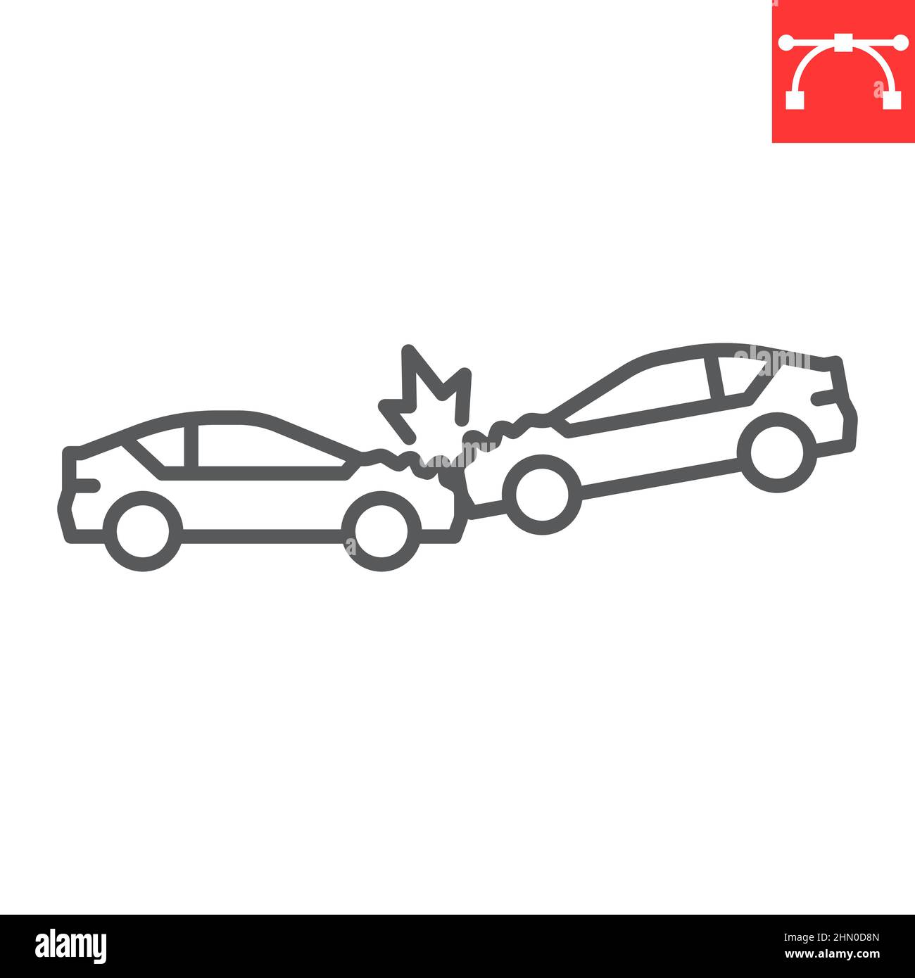 Car Crash Line Symbol, Versicherung und Kollision, zwei Autos Unfall Vektor-Symbol, Vektorgrafiken, editierbare Kontur Kontur Zeichen, eps 10. Stock Vektor
