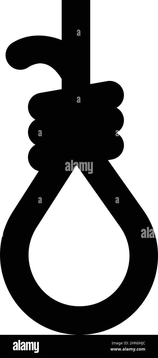 Schlaufe für Galgen Henker Schlinge Seil Selbstmord Lynch Symbol schwarz Farbe Vektor Illustration Bild flach Stil einfach Stock Vektor