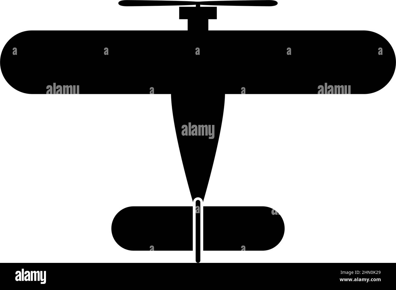 Propeller Flugzeug retro vintage kleines Flugzeug Einzelmotor Symbol schwarz Farbe Vektor Illustration Bild flach Stil einfach Stock Vektor