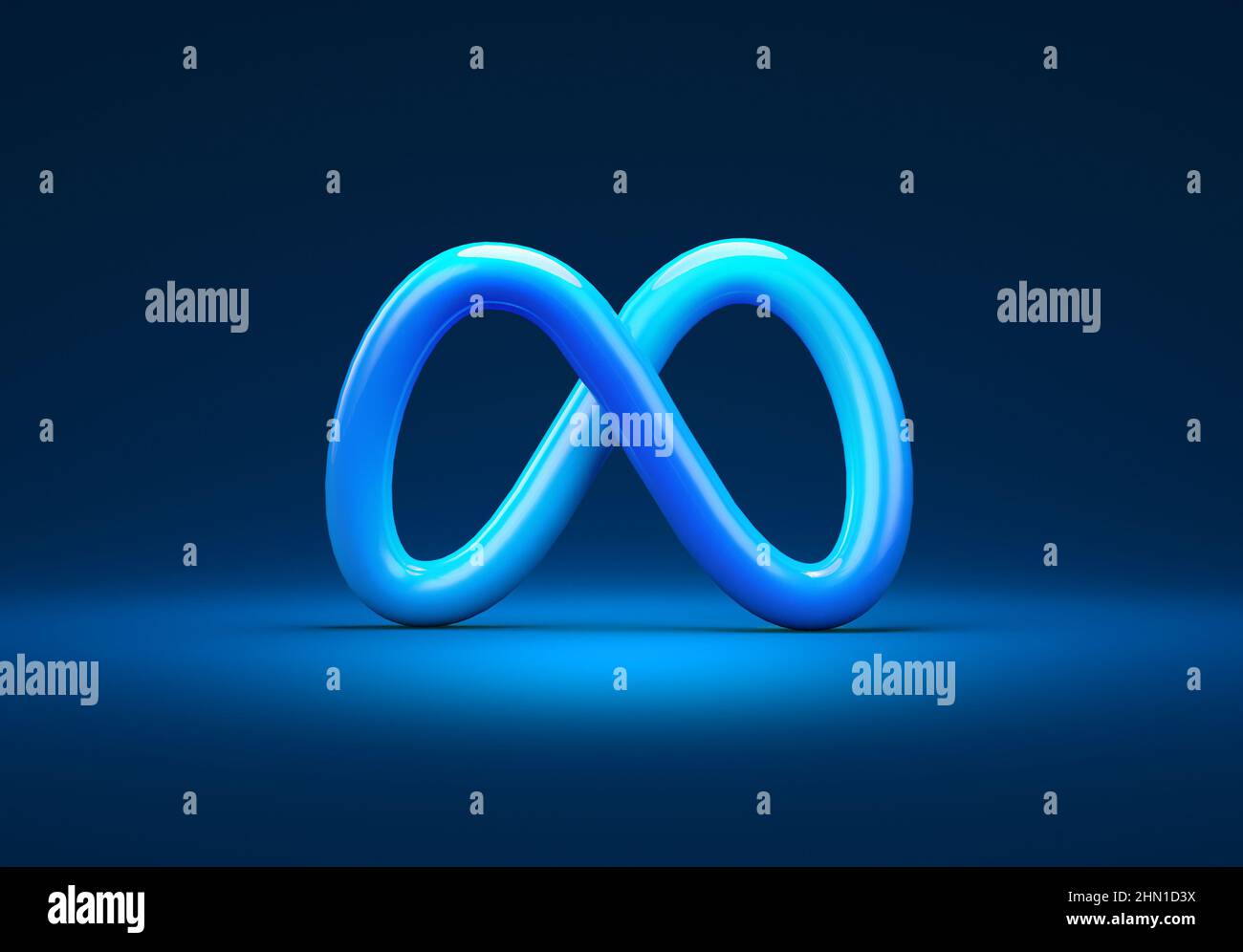 Valencia, Spanien - Februar, 2022: Isoliertes Meta-Logo-Symbol in 3D Render. Meta, Rebrands von Facebook, ist ein Social-Media-Unternehmen, das sich auf Social Metaver konzentriert Stockfoto