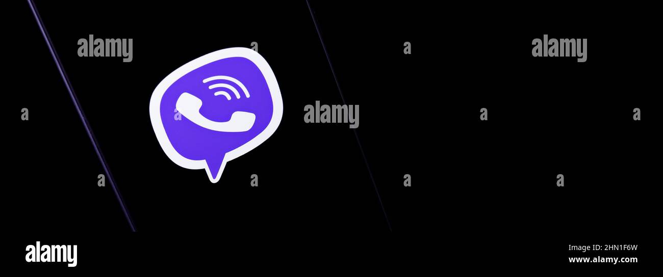 Viber Banner Editorial. Illustratives Banner für Nachrichten über Viber - eine plattformübergreifende Software-Anwendung Stockfoto