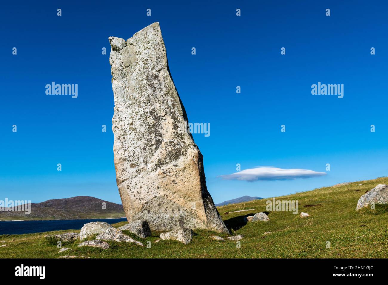 Der Macleod Stone in Nosabost auf der hebräischen Insel Harris Stockfoto