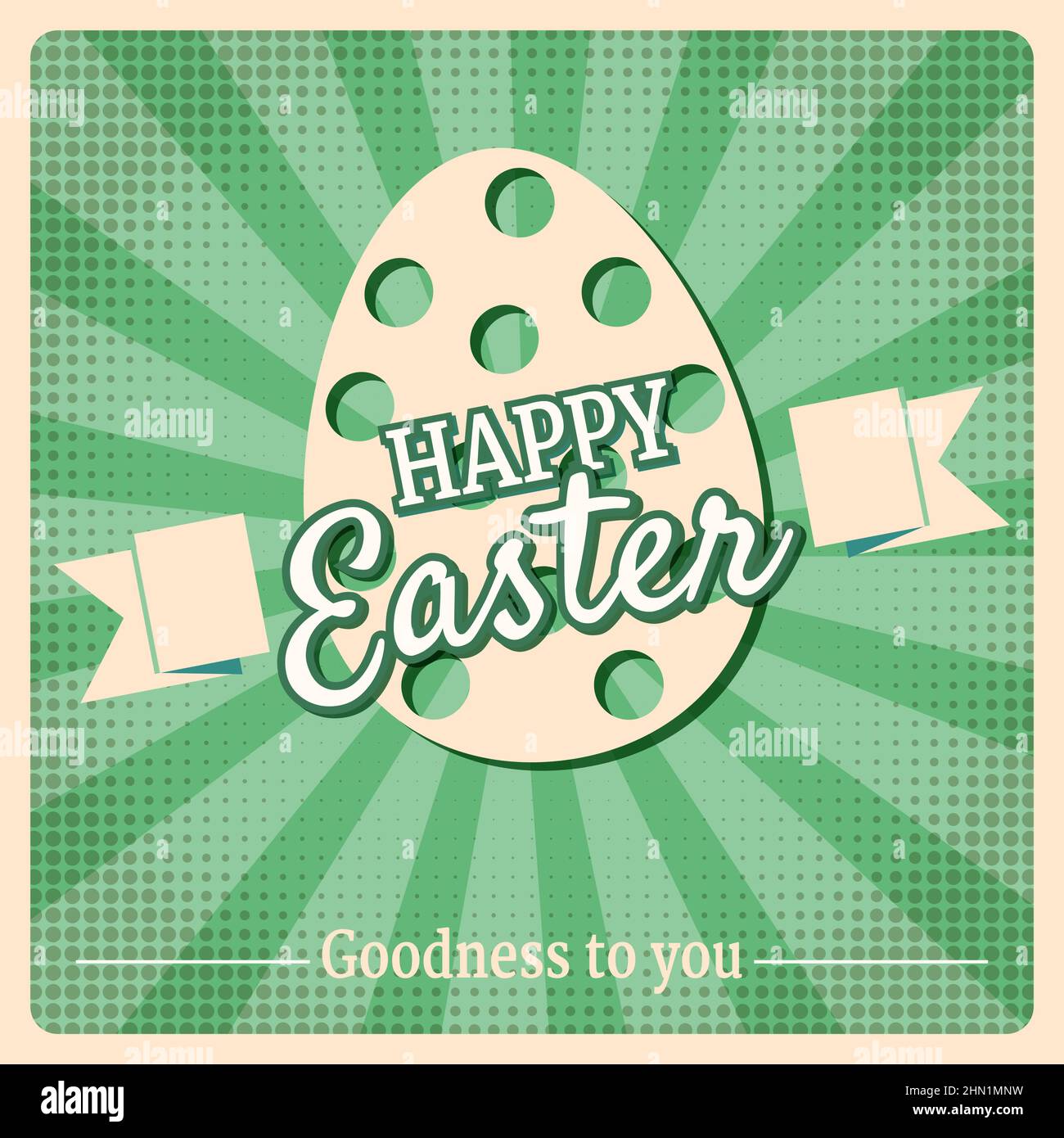 Frohe Ostern Vintage Poster Grußkarte, Ei, Text. Retro Illustration Vorlage Hintergrund Vektor Stock Vektor