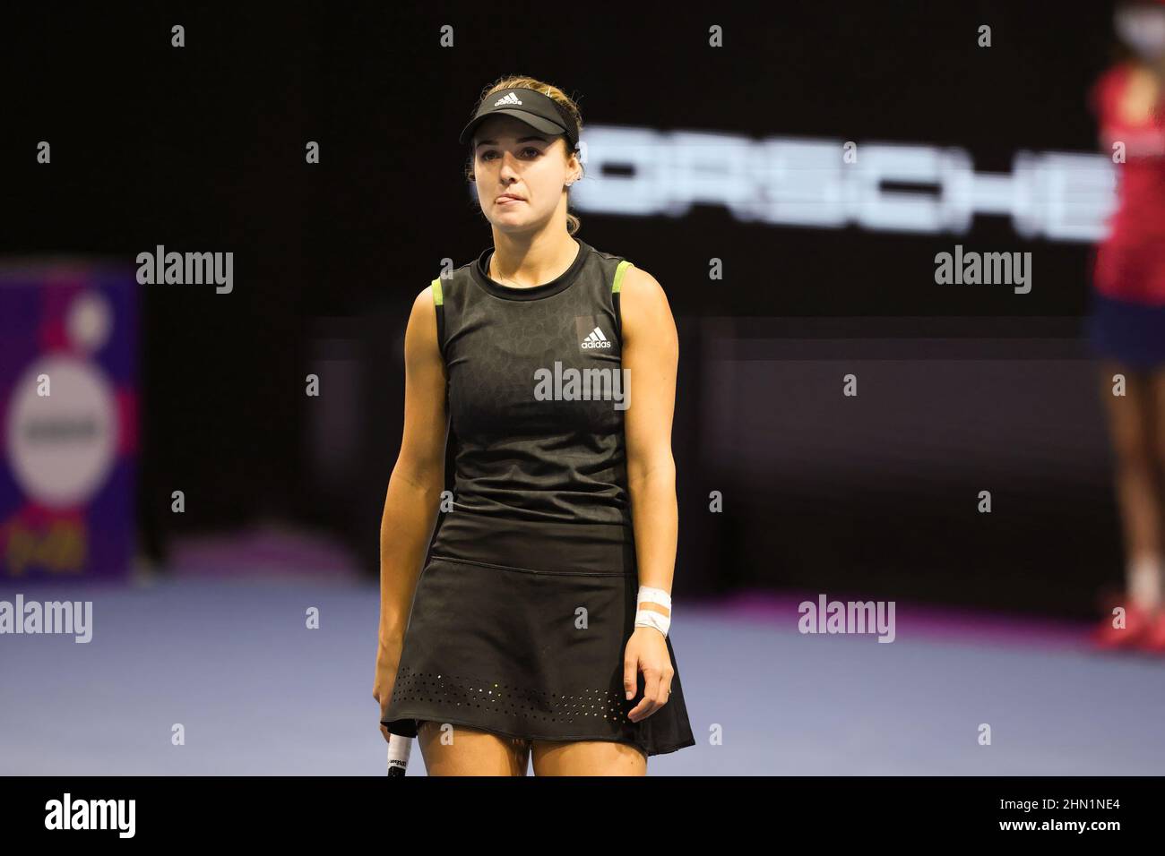 Sankt Petersburg, Russland. 13th. Februar 2022. Anna Kalkinskaya aus Russland gesehen während der St. Petersburg Ladies Trophy 2022 Tennisturnier gegen Alisja Rosolska aus Polen und Erin Routliffe aus Neuseeland. Endergebnis; Alicja Rosolska/Erin Routliffe 1:2 Anna Kalkinskaya/Catherine McNally. Kredit: SOPA Images Limited/Alamy Live Nachrichten Stockfoto