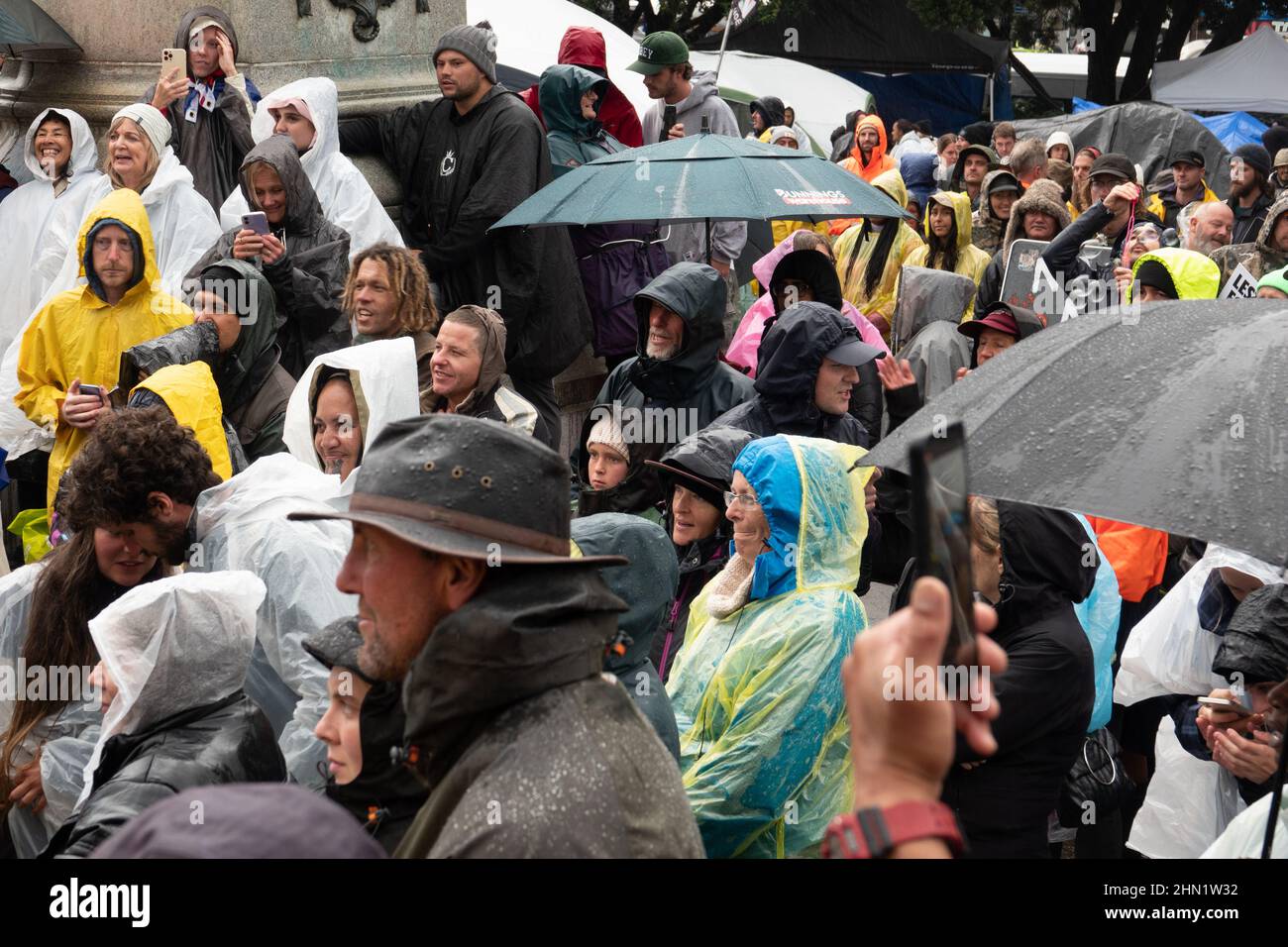 Protest vor dem parlament in Wellington, Neuseeland, 13. Februar 2022 Stockfoto