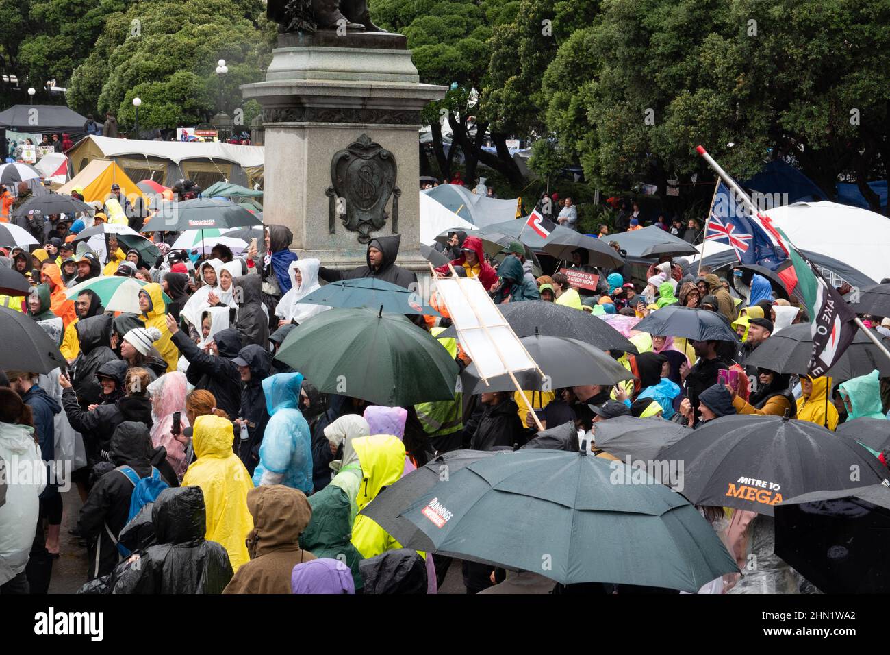 Protest vor dem parlament in Wellington, Neuseeland, 13. Februar 2022 Stockfoto