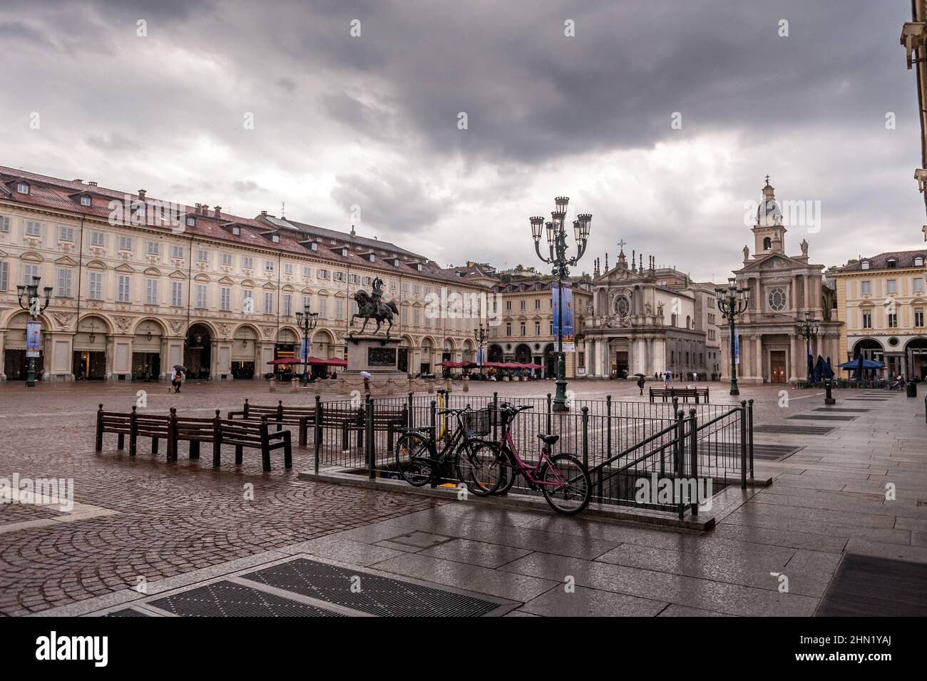 Pizza Castello Turin, Italien Stockfoto