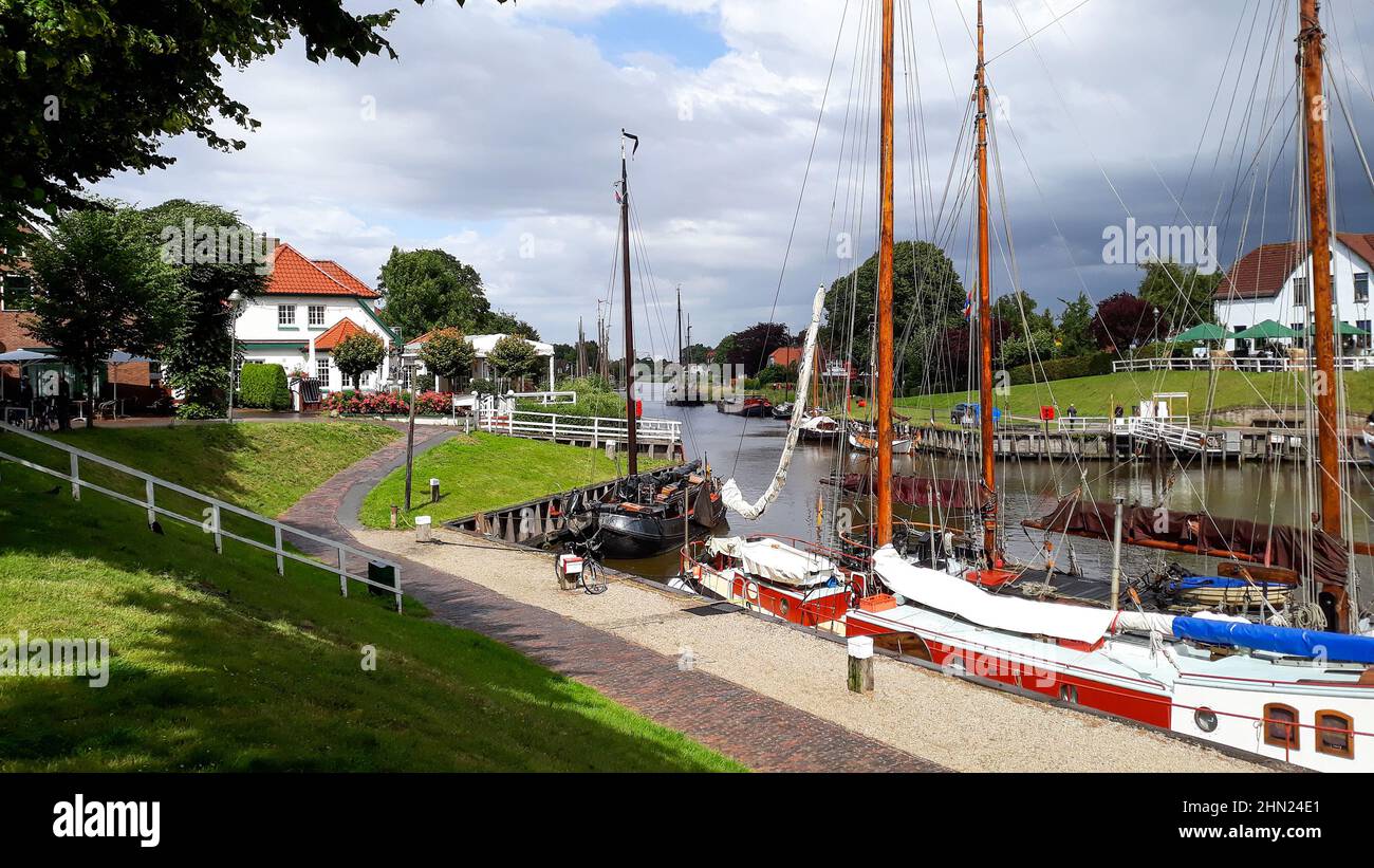 Harlesiel liegt im Norden von Carolinensiel, einem Stadtteil der ostfriesischen Stadt Wittmund in Niedersachsen. Stockfoto