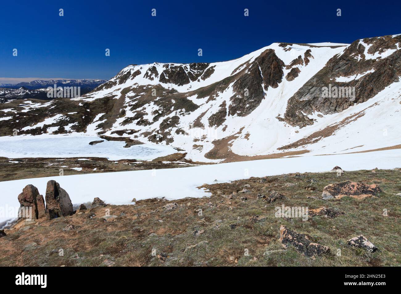 Beartooth Mountains, aufgenommen von Gardiner Trailhead, Beartooth Highway, Montana Stockfoto