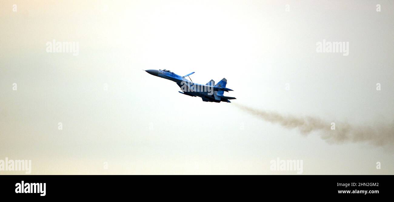 Ukrainische Luftstreitkräfte, Suchoi Su-27 Flanker, militärische Kampfflugzeuge, Ukraine, Geist von Kiew Stockfoto