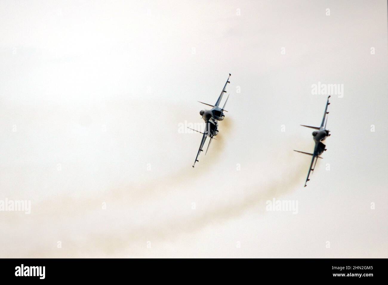 Ukrainische Luftstreitkräfte, Suchoi Su-27 Flanker, Militärflugzeuge Vasylkiw Air Base, Ukraine, Geist von Kiew Stockfoto