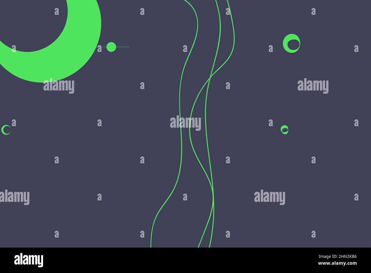 Moderner Hintergrund mit abstrakten Elementen und dynamischen Formen mit dunklem Hintergrund. Linien und Kreise. Designvorlage für kreative Ideen. Stockfoto