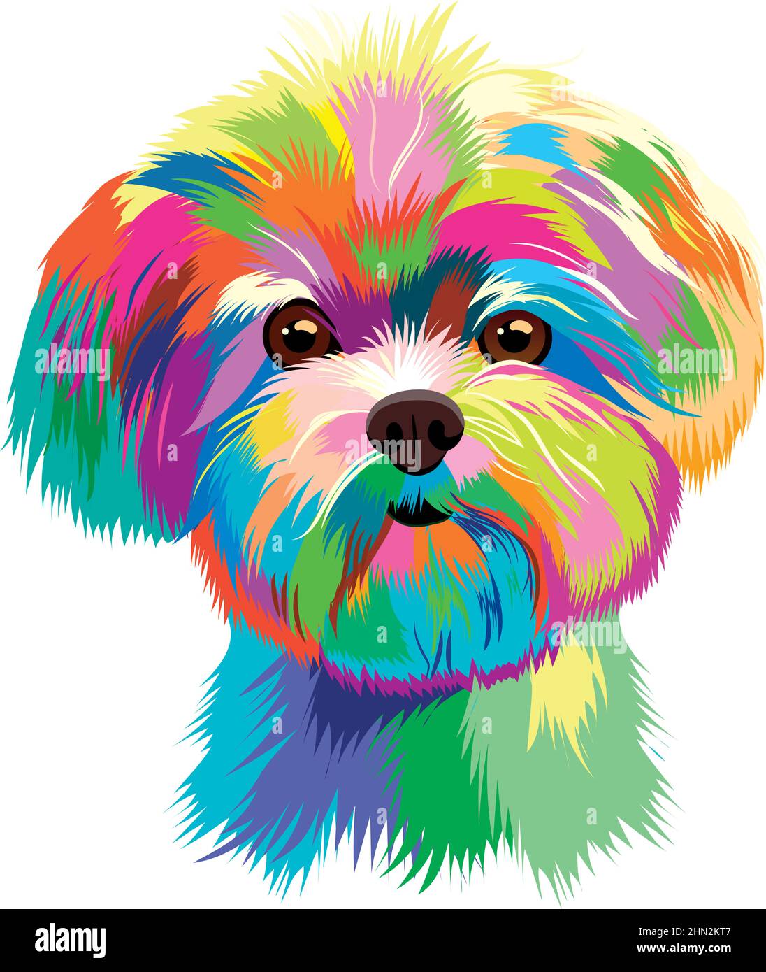 Kopf des kleinen farbigen Hundes in Pop Art Stock Vektor