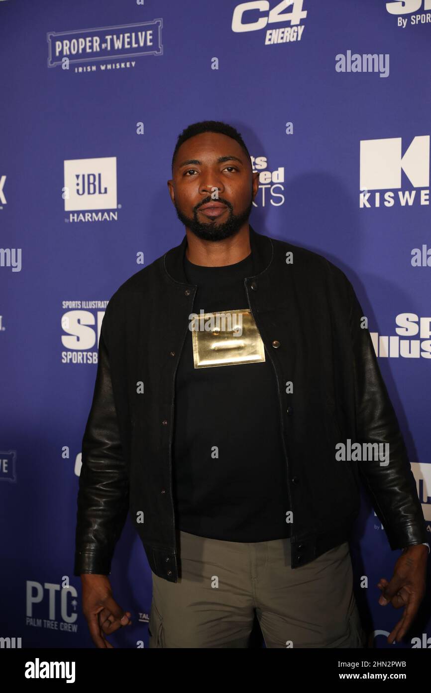 Los Angeles, USA. 12th. Februar 2022. Roger Mason Jr. kommt bei Sports Illustrated The Party x Palm Tree Crew am Samstagabend in Century City, Kalifornien, am Samstag, den 12. Februar 2022 an. (Foto von Conor Duffy/Sipa USA) Quelle: SIPA USA/Alamy Live News Stockfoto