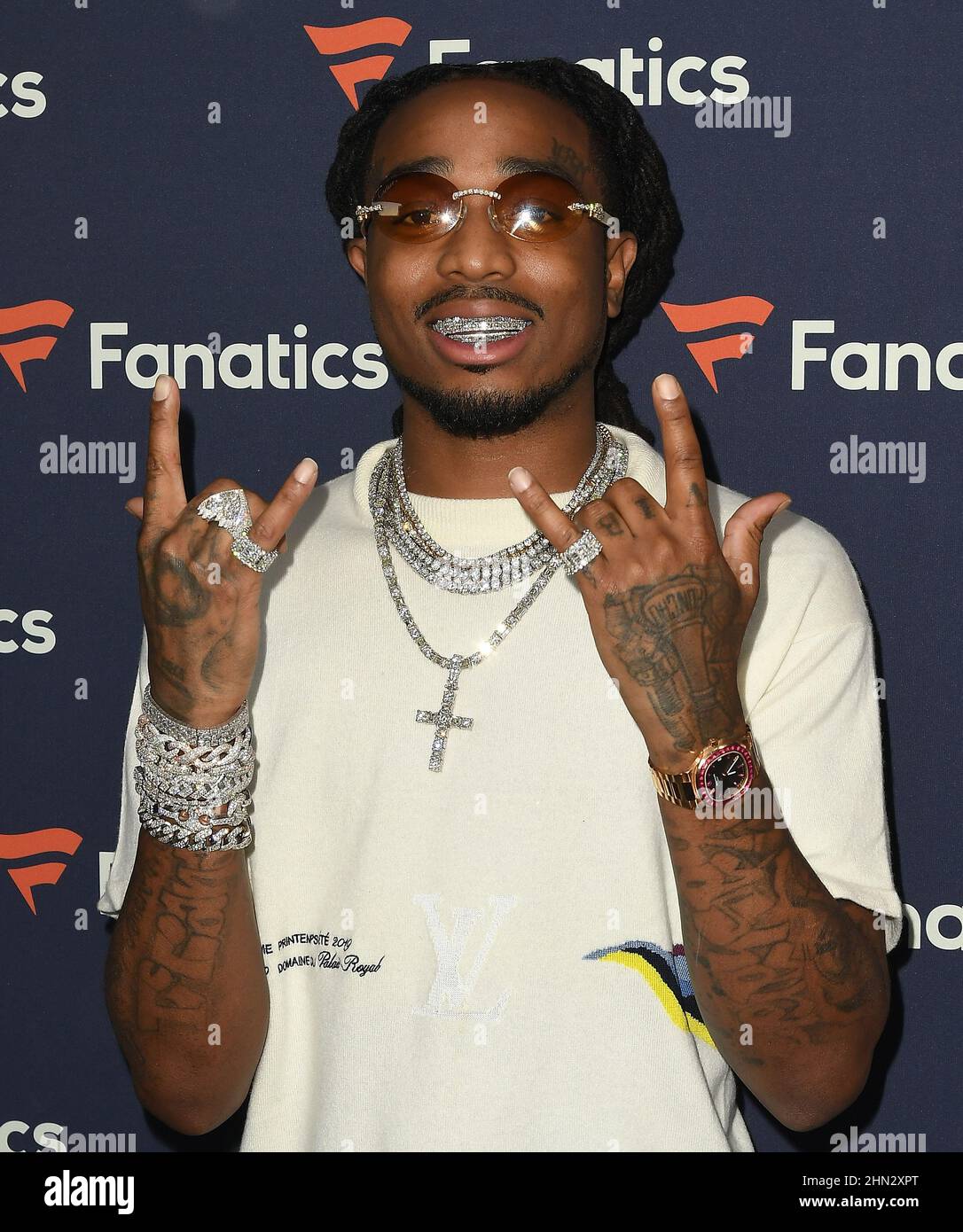 Culver City, USA. 12th. Februar 2022. Quavo besucht Michael Rubins 2022 Fanatiker Super Bowl Party am 12. Februar 2022 in Culver City, Kalifornien. Foto: Casey Flanigan/imageSPACE Credit: Imagespace/Alamy Live News Stockfoto