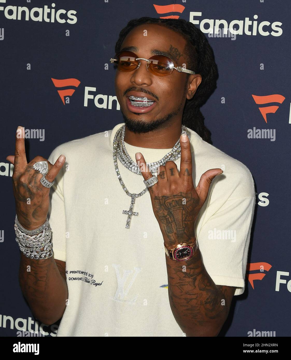 Culver City, USA. 12th. Februar 2022. Quavo besucht Michael Rubins 2022 Fanatiker Super Bowl Party am 12. Februar 2022 in Culver City, Kalifornien. Foto: Casey Flanigan/imageSPACE Credit: Imagespace/Alamy Live News Stockfoto