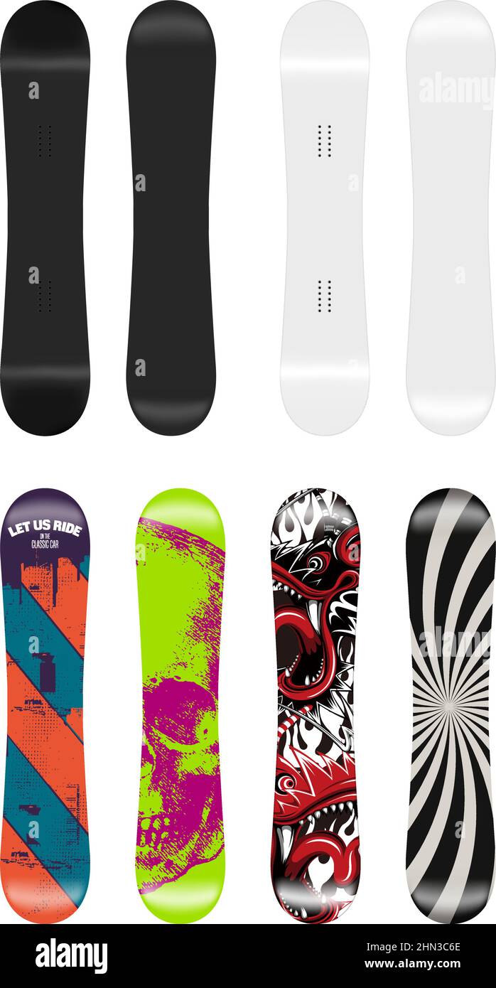 Snowboard Vorlage Vektor Illustration Set ( Design Raum ) Stock Vektor