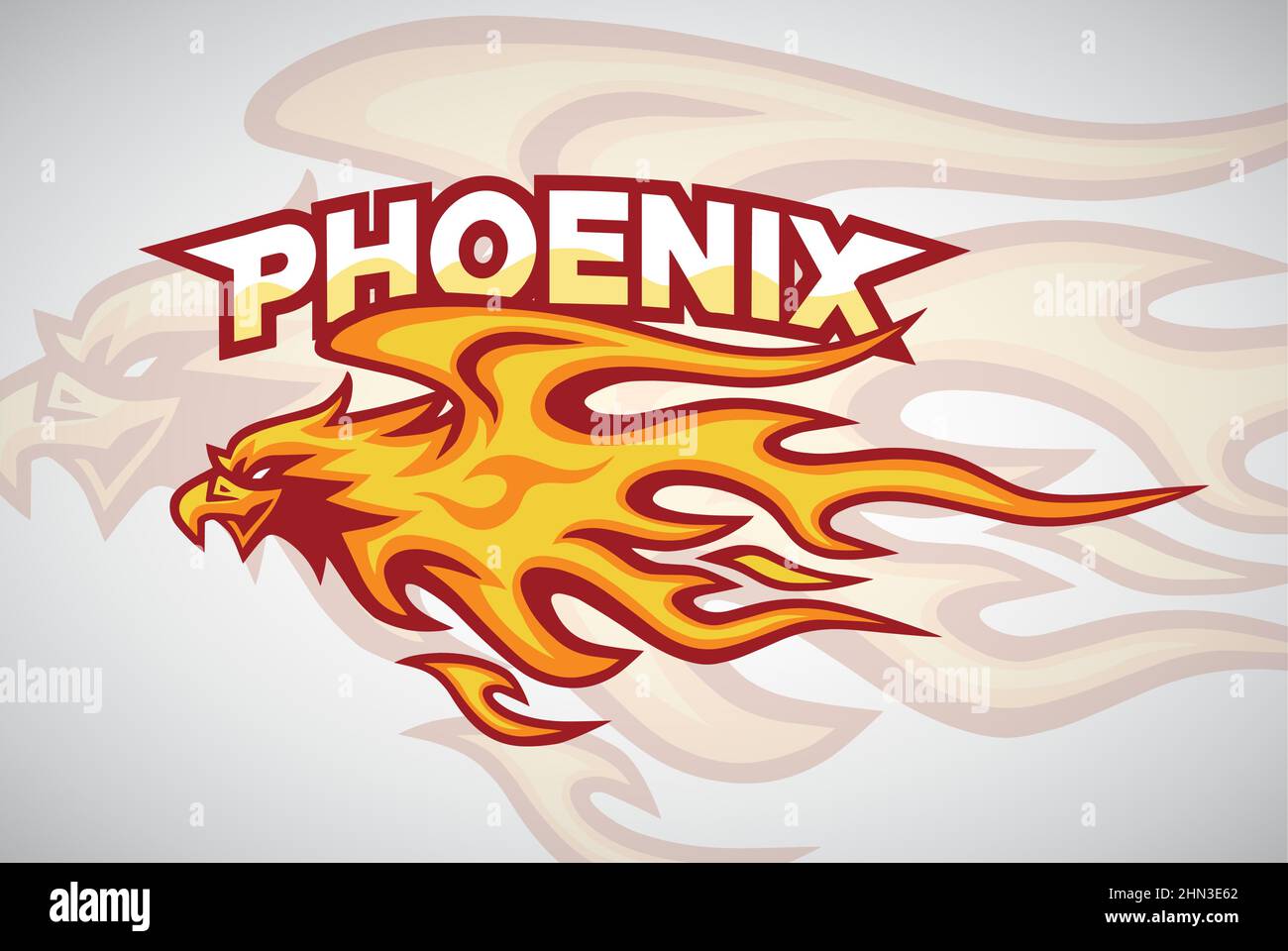 Feuer Phoenix Adler Vogel Logo Brennen Maskottchen Flamme Sport Maskottchen Design-Vektor Stock Vektor