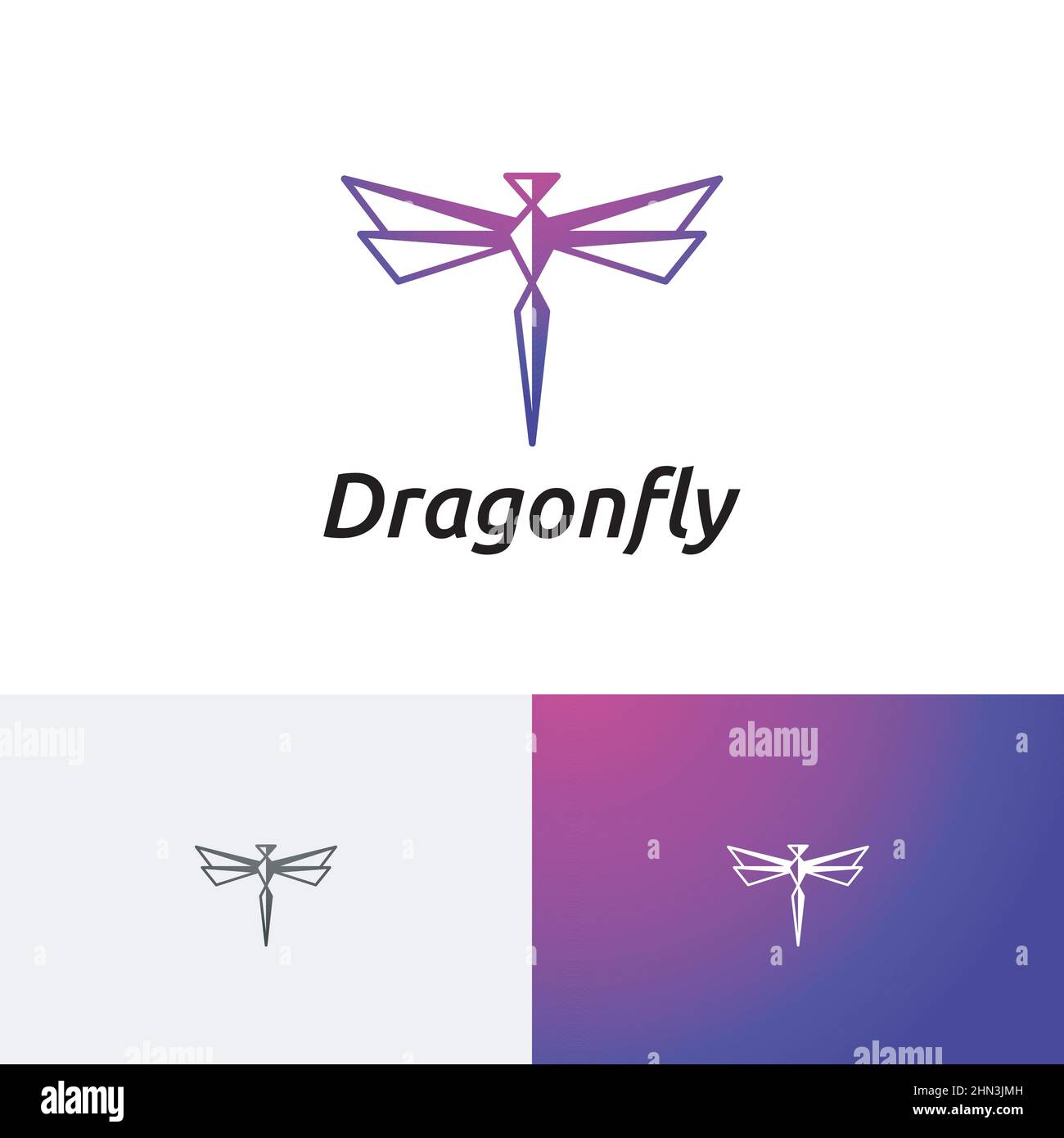 Schöne Elegante Drachen Fliegen Flügel Insekt Natur Logo Symbol Idee Stock Vektor