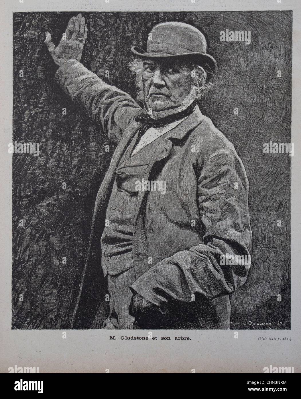 Lithographie-Porträt von William Ewart Gladstone. 1887 William Ewart Gladstone FRS FSS (1809 – 1898) war ein britischer Staatsmann und liberaler Politiker. Zoll Stockfoto