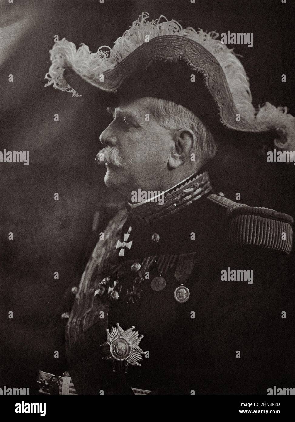 Vintage-Foto von Marschall Joseph Joffre. Joseph Jacques Césaire Joffre (1852–1931) war ein französischer General, der als Oberbefehlshaber der französischen Sprache diente Stockfoto