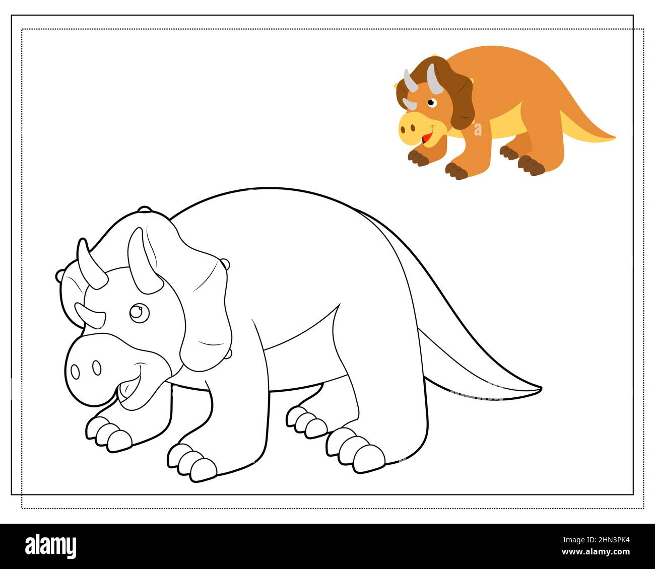 Malbuch für Kinder, Triceratops Dinosaurier. Vektor auf weißem Hintergrund isoliert Stock Vektor