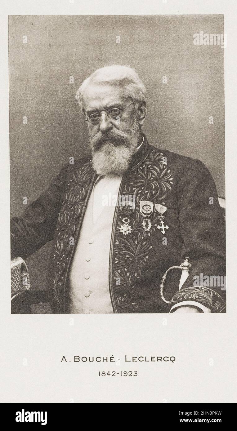 Vintage-Porträt von Auguste Bouché-Leclercq. Auguste Bouché-Leclercq (1842 - 1923) war ein berühmter französischer Historiker, Lehrer, Professor und Doktor der Wissenschaften Stockfoto