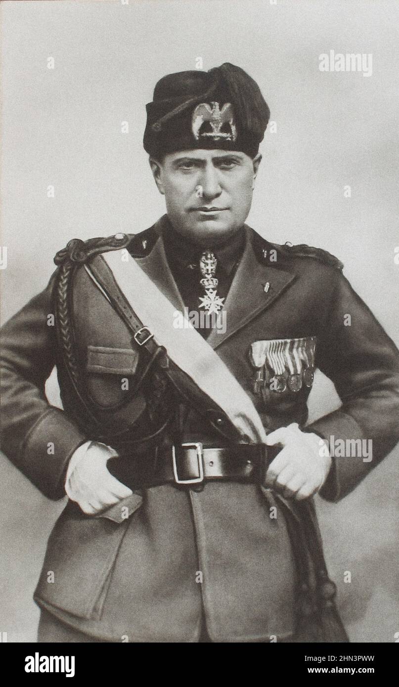 Vintage-Foto von Benito Mussolini. Mai 1927 Benito Amilcare Andrea Mussolini (1883–1945) war ein italienischer Politiker und Journalist, der gegründet und geleitet hat Stockfoto