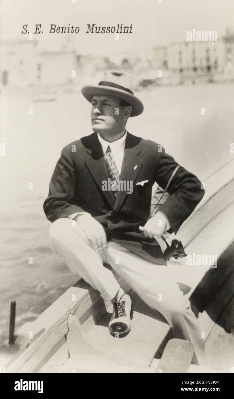 Vintage-Foto von Benito Mussolini. Mai 1927 Benito Amilcare Andrea Mussolini (1883–1945) war ein italienischer Politiker und Journalist, der gegründet und geleitet hat Stockfoto