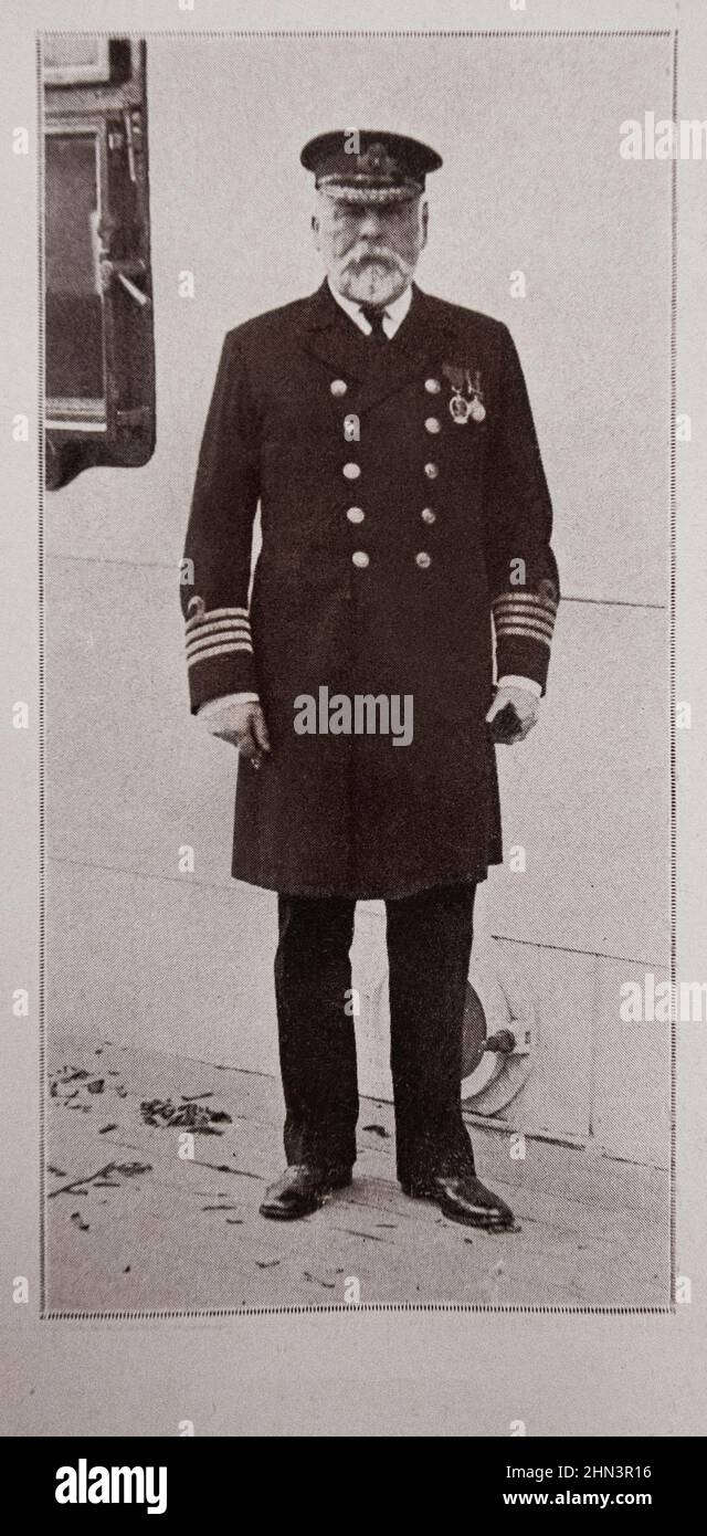 Vintage-Foto von Kapitän Edward Smith, Kommandant der Titanic. April 1912 Edward John Smith RD RNR (1850. – 15. April 1912) war ein britisches Marinebüro Stockfoto
