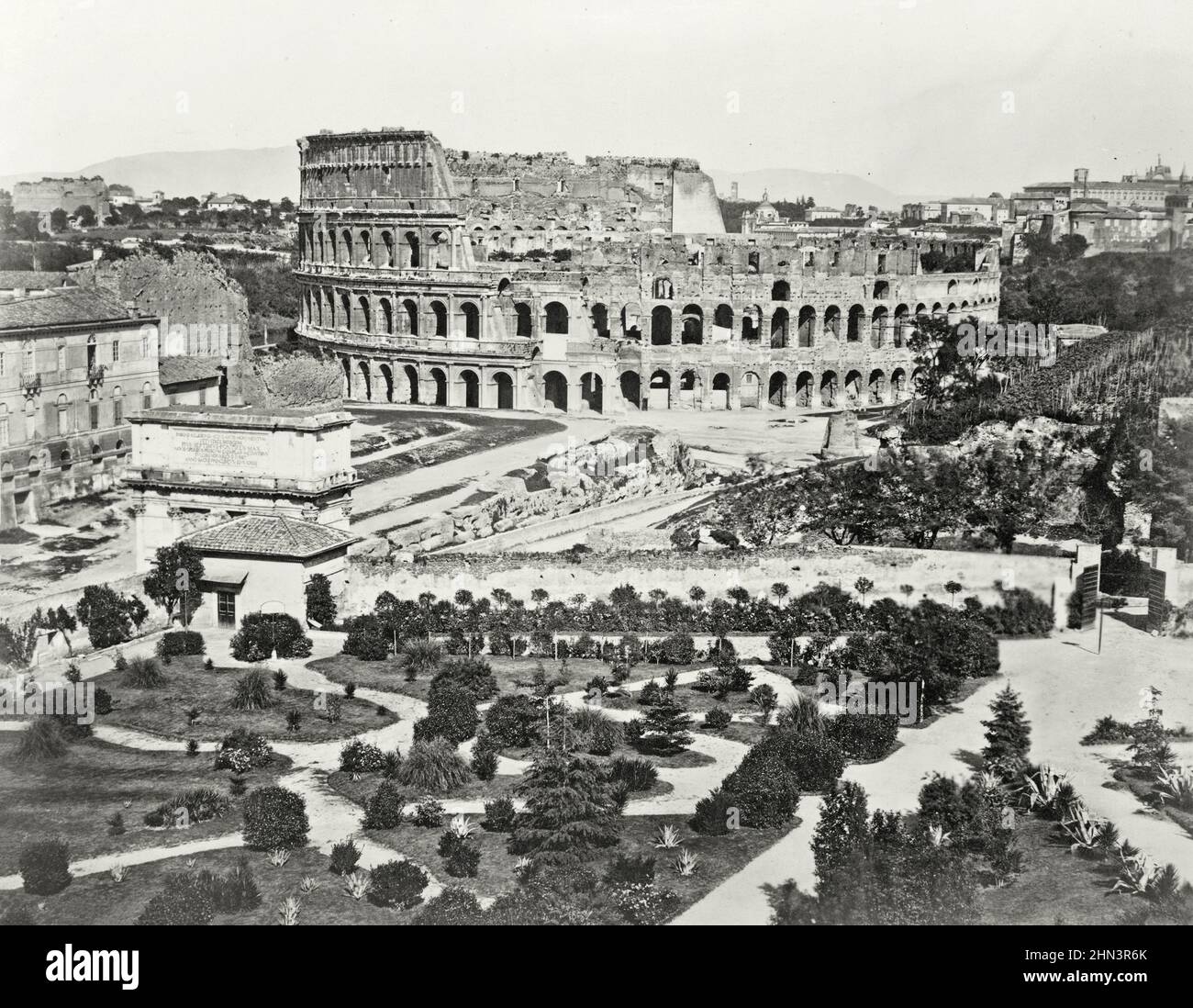 Vintage Panoramafoto vom Kolosseum, Rom, Italien. Ende des 19th. Jahrhunderts Stockfoto