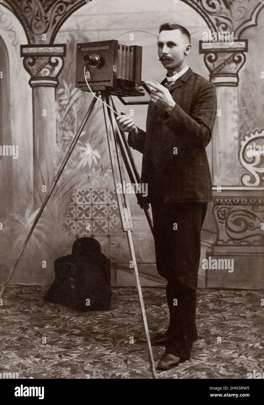 Alte Kabinettkarte (Foto) des Fotografen. USA. Ca. 1890 Stockfoto