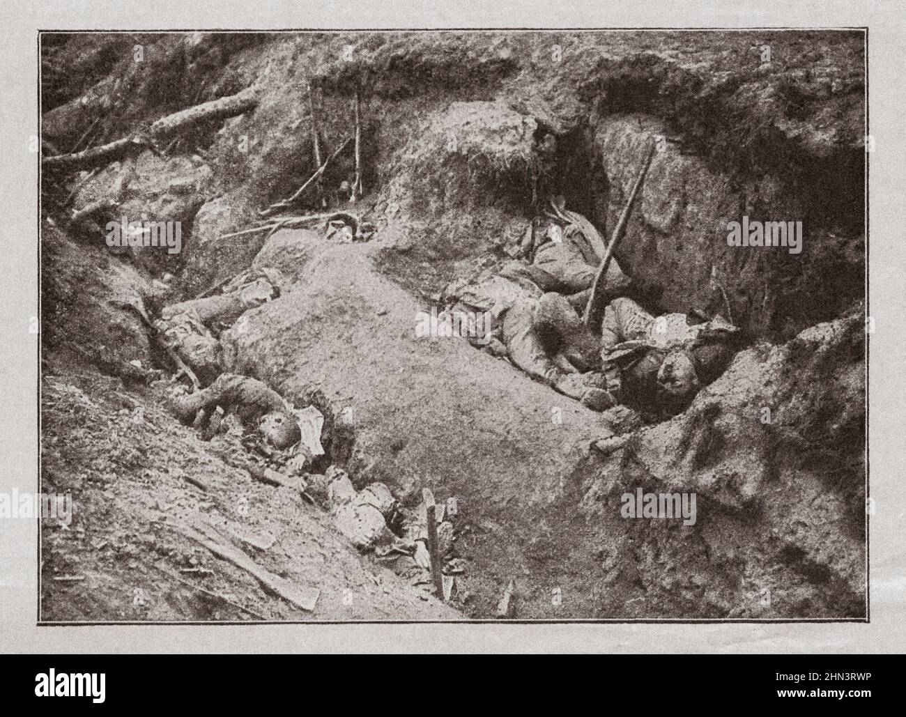 Vintage-Foto des Ersten Weltkriegs Ergebnisse des britischen Angriffs auf deutsche Stellungen. 1914-1918 Stockfoto