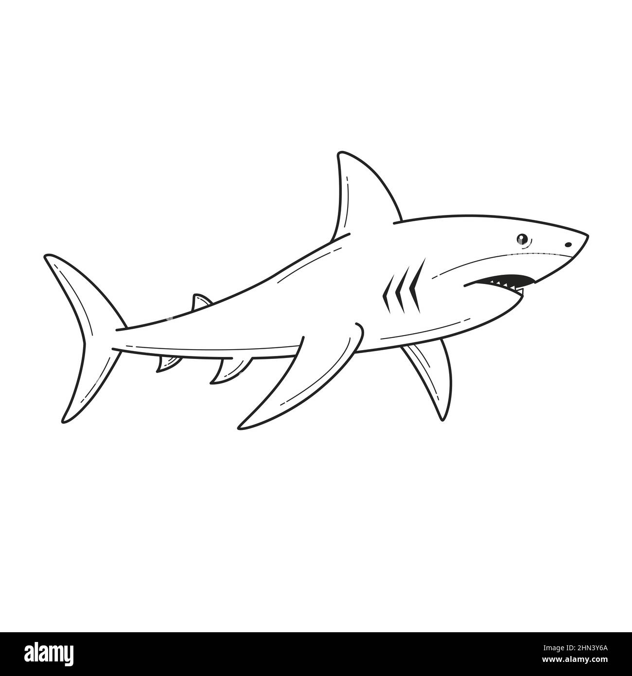 Handgezeichnete Abbildung der Haifischkontur Vektordarstellung. Stock Vektor