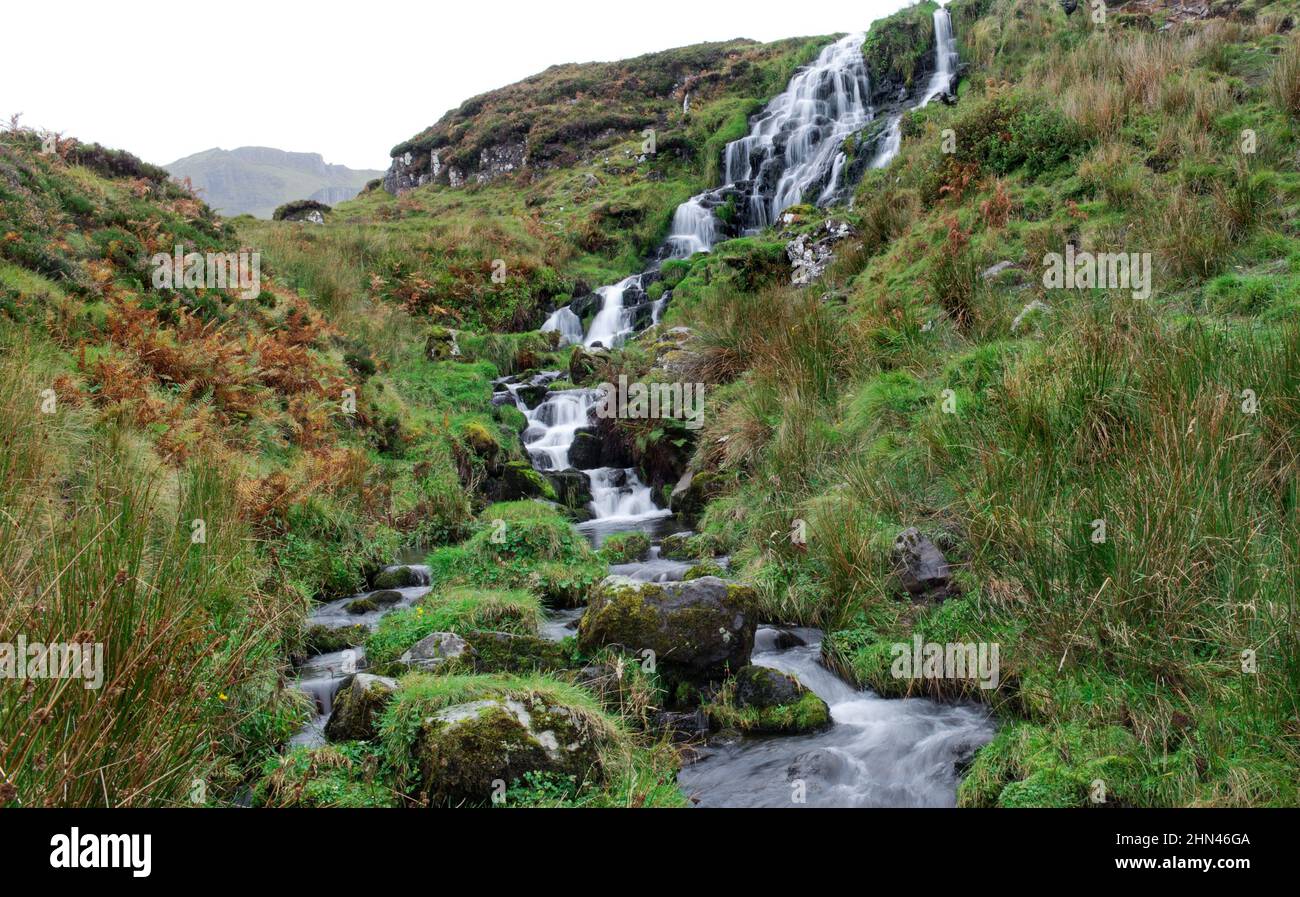 The Brides Veil Waterfall, Scotland Highland, UK, Bergbach fließt Stockfoto