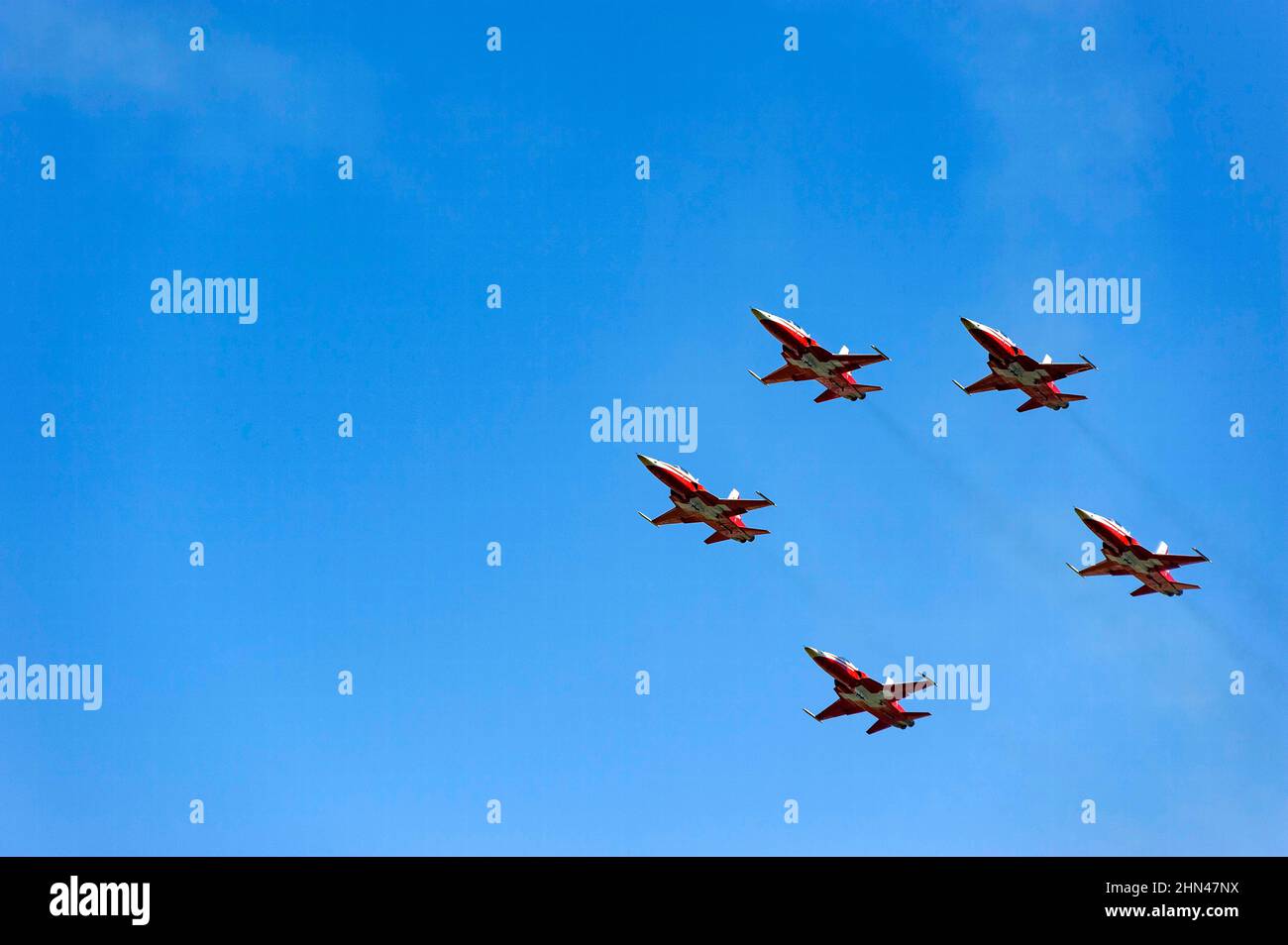 Schweiz, Schweiz, Patrouille suisse, Kunstflugstaffel, Avionen, Avion, Flugzeug, Flugzeuge, Flugzeuge, Flugzeug, Armée, Armee, Armee, Milit Stockfoto