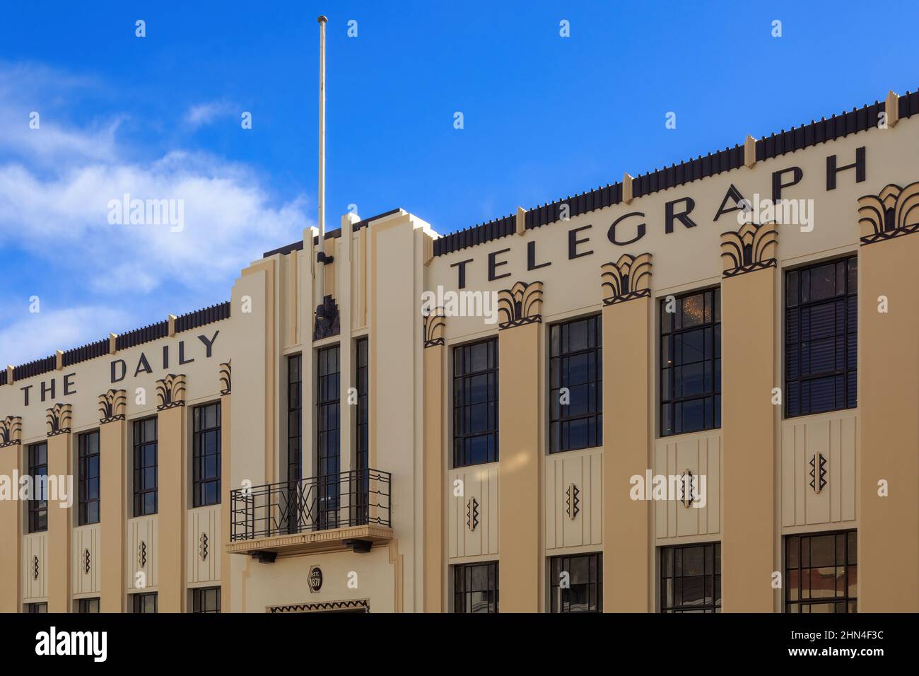 Das historische Gebäude des Daily Telegraph (1932), ein Art déco-Gebäude in Napier, Neuseeland Stockfoto