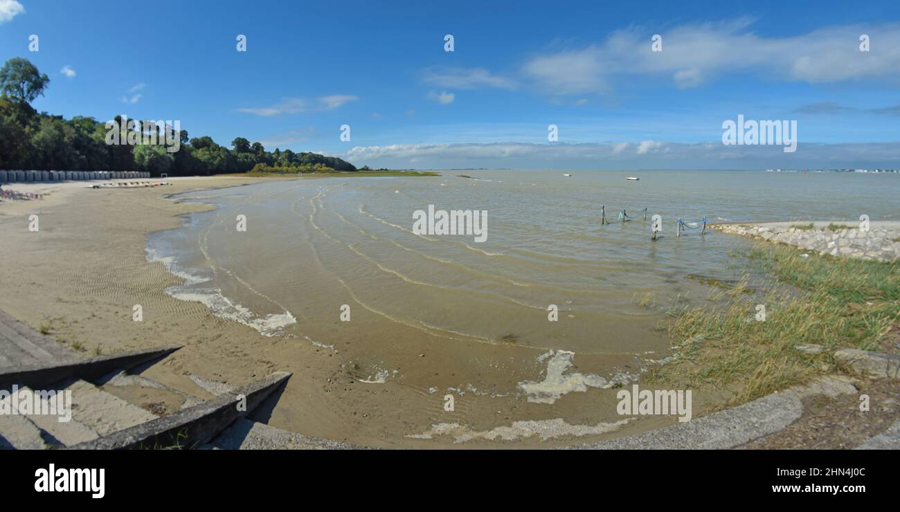 La baie de Somme sortie en bateau par grande marée Stockfoto