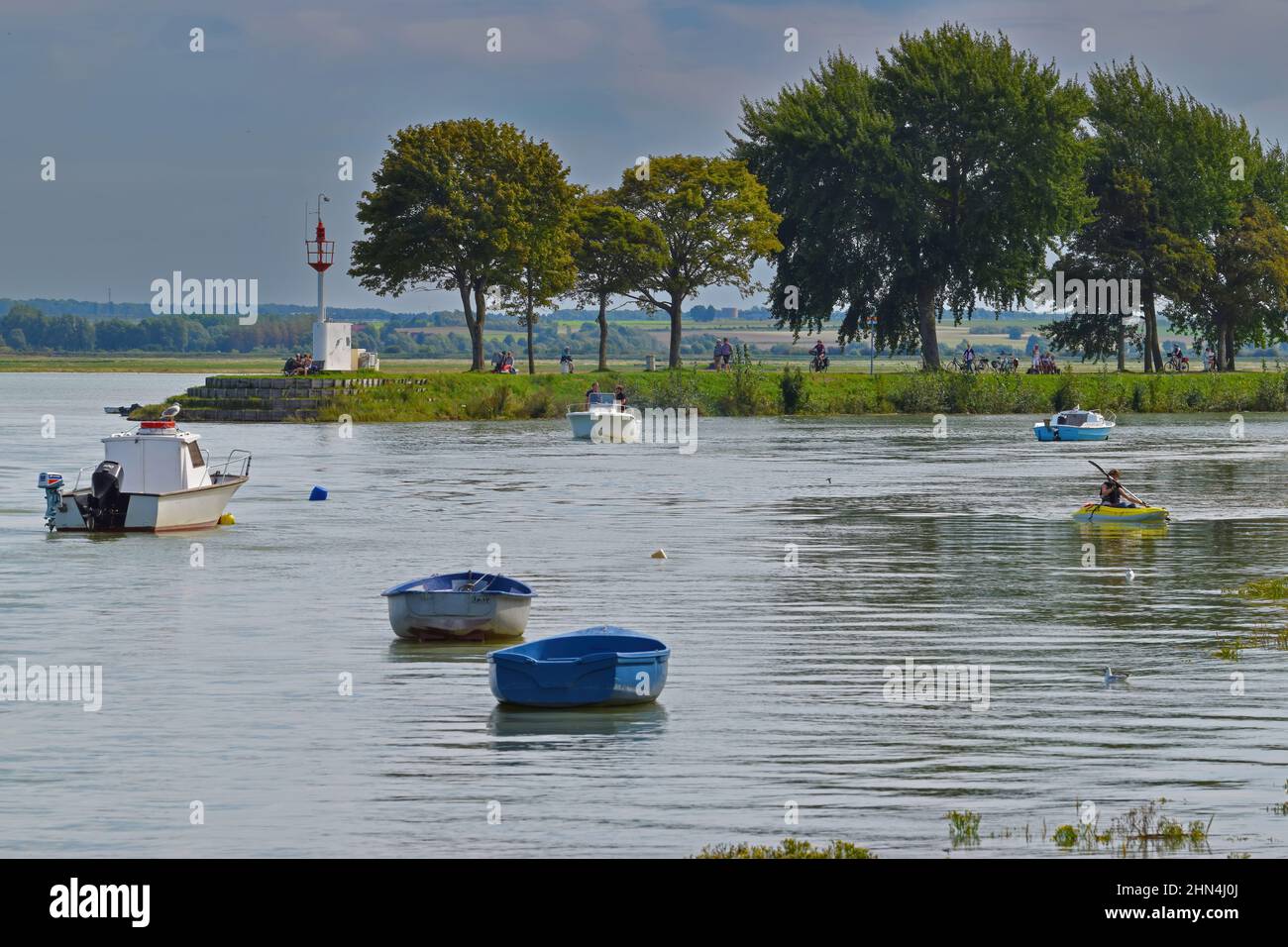 La baie de Somme sortie en bateau par grande marée Stockfoto